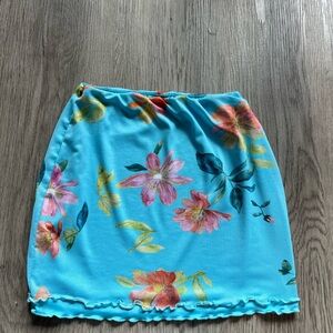 White Fox Boutique Blue Floral Mini Skirt